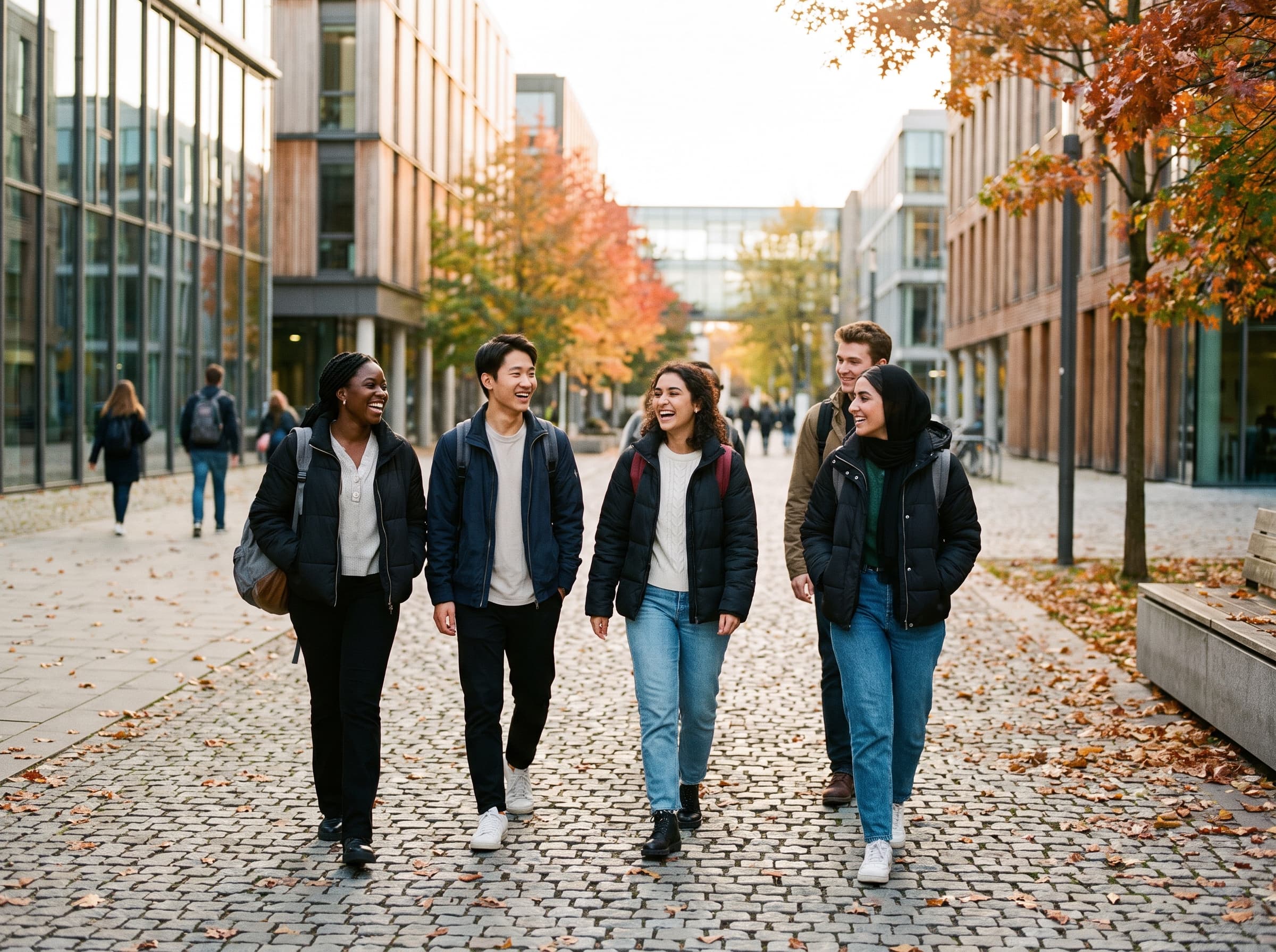 Étudiants internationaux sur un campus européen
